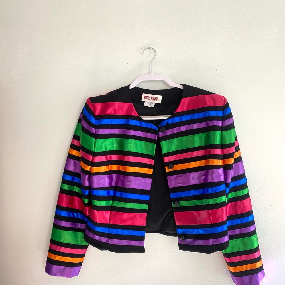 Maggy London bold multicolored striped blazer